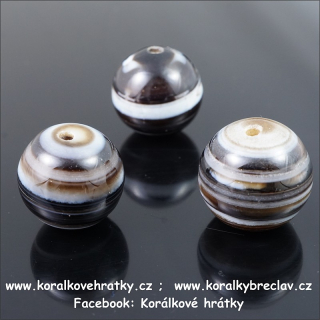 ONYX - achát, 14mm, minerální korálky / balení 4 ks 