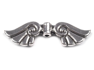 Korálek kovový, křídla, barva platina, 10x35 mm/ balení 3 ks