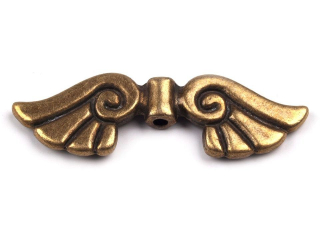 Korálek kovový, křídla, barva staromosaz, 10x35 mm ( balení 3 ks )