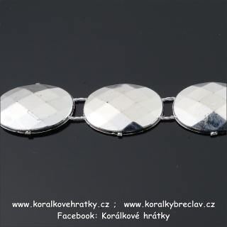 Borta kovoplast oválky, barva stříbrná, 16x12x2,7mm/ balení 8m