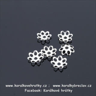Kaplík kov, ozdobný, 6 mm, barva stříbrná (balení 200ks)