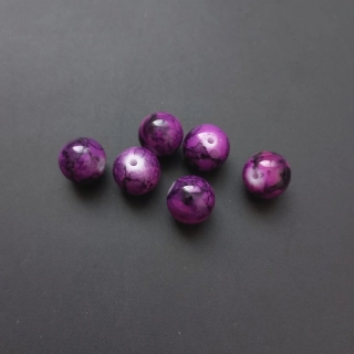Korálky mačkané 10 mm, sklo, barva fialová mramorovaná / balení 319 g