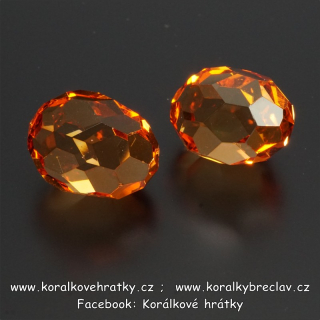 Perle OLIVA, sklo, 16 x 12 mm, barva oranžová (BEZ DÍRKY)/ balení 25 ks