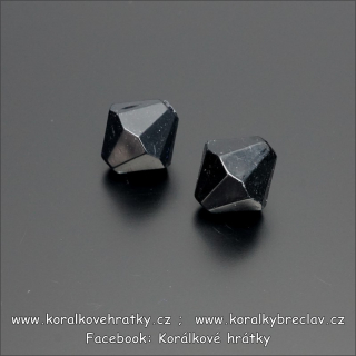 Korálky "MC", plast, 12x12 mm, barva černá/balení 74 ks