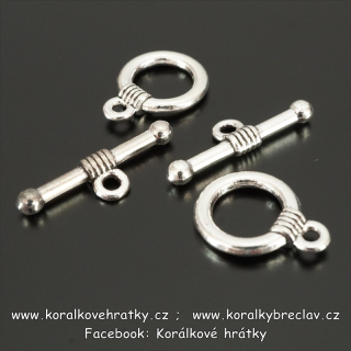 Americké zapínání, kov, 11mm, barva stříbra / balení 10 ks