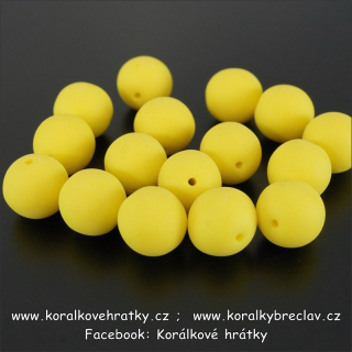Korálky mačkané, 8mm, sklo, barva žlutá mat ( balení 33 ks )