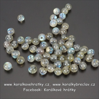 Labradorit, cca. 4 mm, minerální korálky, delux / balení 20 ks