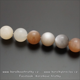 měsíční kámen, cca. 10 mm, minerální korálky (mix barev)/balení 5 ks