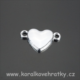Mezikus srdce, kov, 17x10mm, barva stříbra / balení 10 ks