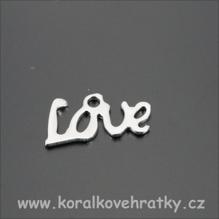 Přívěsek LOVE, nerez ocel, 12X6mm / balení 5 ks