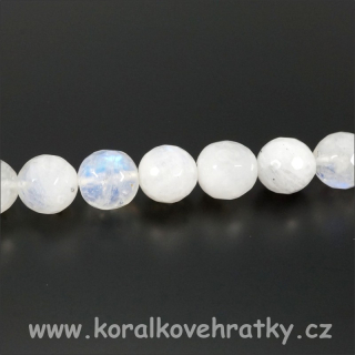 MĚSÍČNÍ KÁMEN - fasetovaný, cca. 9mm, minerální korálky (top) / balení 5 ks