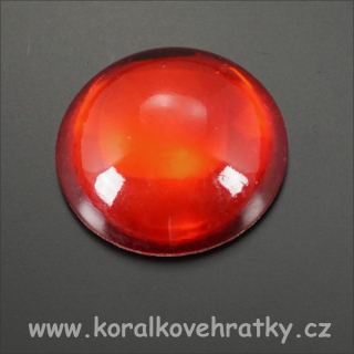 Kabošon, sklo, 18mm, barva rudá čirá ( balení 9 ks )