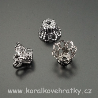 Kaplík zvoneček, kov, ozdobný, 6x4,5mm, barva antracit (balení 120ks)