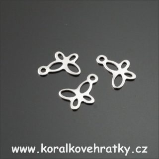 Přívěsek motýlek , NEREZ OCEL, 11,5x7mm ( balení 9 ks )